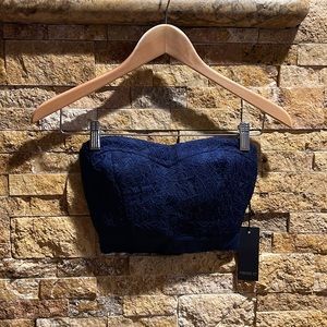Forever 21 Navy Blue Crop Corset Top